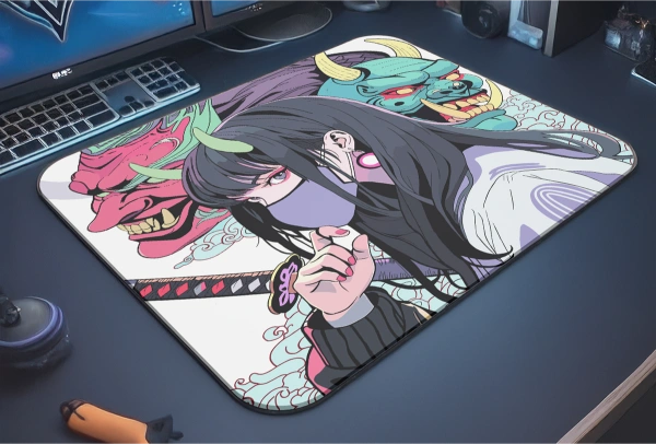 etsy-311 kare48x403 Samurai Girl Gaming oyuncu Mouse pad Kaydırmaz Kauçuk Dikişli 480X400 Mm