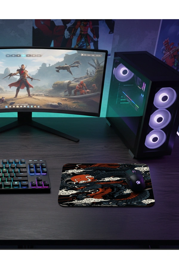 Black Dragon Gaming  oyuncu Mouse pad Kaydırmaz Kauçuk Dikişli  480X400 Mm