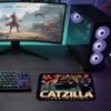 Catzilla Attack  Gaming  oyuncu Mouse pad Kaydırmaz Kauçuk Dikişli  480X400 Mm