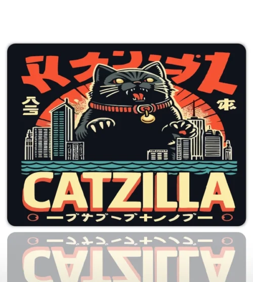 Catzilla Attack  Gaming  oyuncu Mouse pad Kaydırmaz Kauçuk Dikişli  480X400 Mm