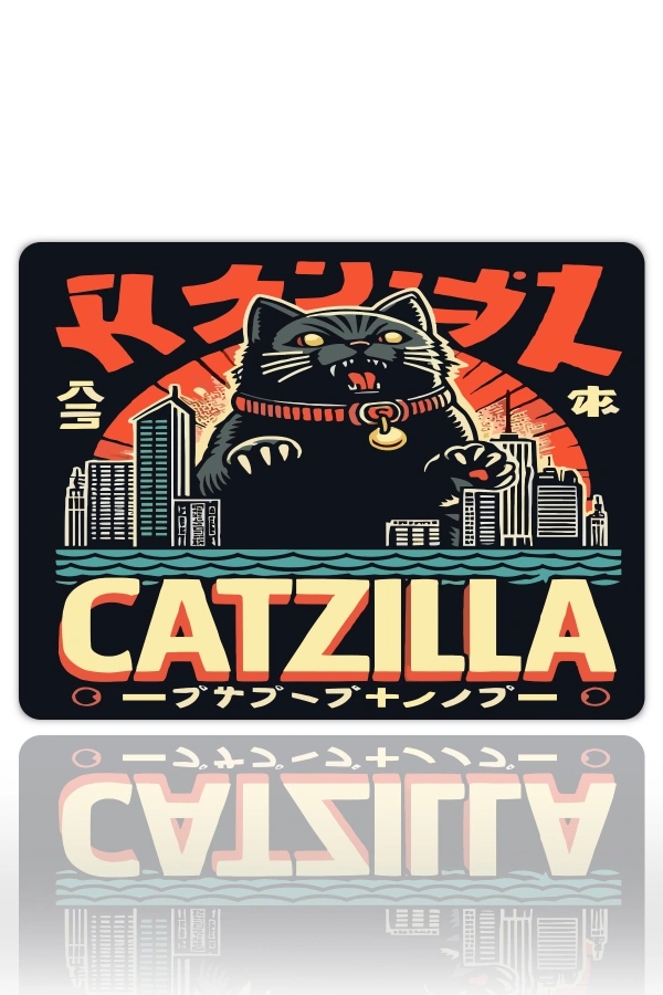 Catzilla Attack  Gaming  oyuncu Mouse pad Kaydırmaz Kauçuk Dikişli  480X400 Mm