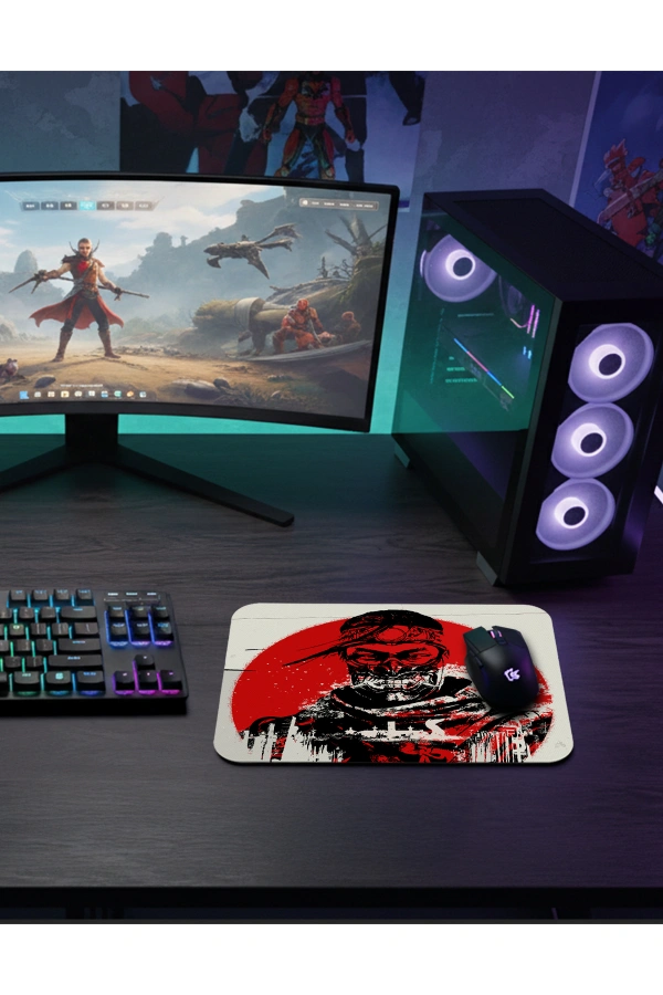 etsy-328 kare48x401 Samurai Warrior Gaming oyuncu Mouse pad Kaydırmaz Kauçuk Dikişli 480X400 Mm