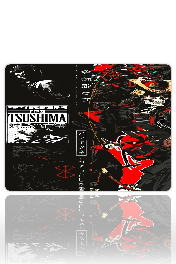 Ghost Samurai Gaming  oyuncu Mouse pad Kaydırmaz Kauçuk Dikişli  480X400 Mm