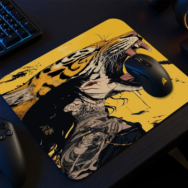 etsy-342 kare48x405 Wild Tiger Gaming oyuncu Mouse pad Kaydırmaz Kauçuk Dikişli 480X400 Mm
