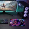 etsy-362 kare1 Neon Oni Gaming oyuncu Mouse pad Kaydırmaz Kauçuk Dikişli 480X400 Mm