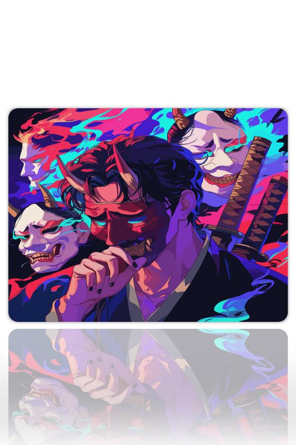 etsy-362 kare2 Neon Oni Gaming oyuncu Mouse pad Kaydırmaz Kauçuk Dikişli 480X400 Mm