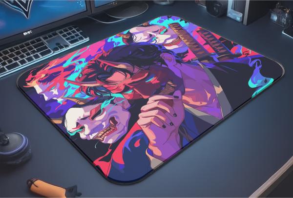 etsy-362 kare3 Neon Oni Gaming oyuncu Mouse pad Kaydırmaz Kauçuk Dikişli 480X400 Mm