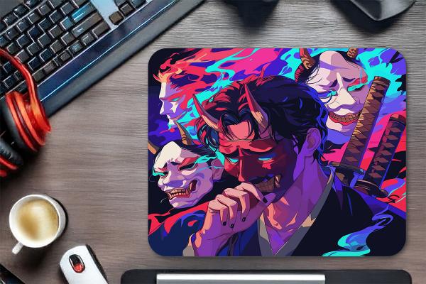 etsy-362 kare4 Neon Oni Gaming oyuncu Mouse pad Kaydırmaz Kauçuk Dikişli 480X400 Mm