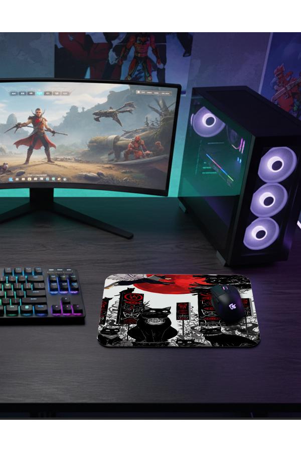 etsy-379 kare1 Mystic Cats Gaming oyuncu Mouse pad Kaydırmaz Kauçuk Dikişli 480X400 Mm