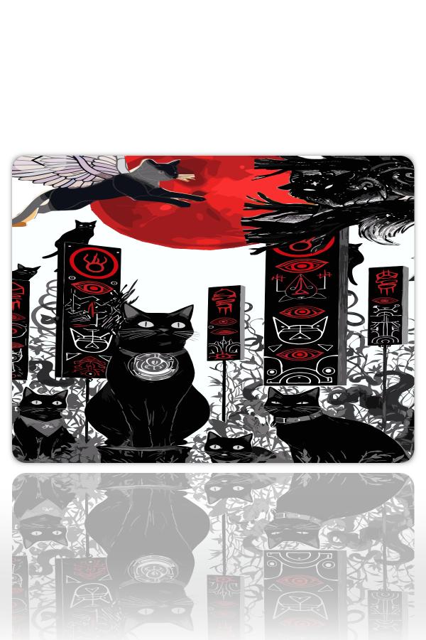etsy-379 kare2 Mystic Cats Gaming oyuncu Mouse pad Kaydırmaz Kauçuk Dikişli 480X400 Mm