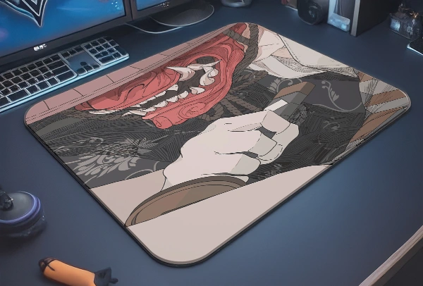 etsy-381 kare3 Savage Oni Gaming oyuncu Mouse pad Kaydırmaz Kauçuk Dikişli 480X400 Mm