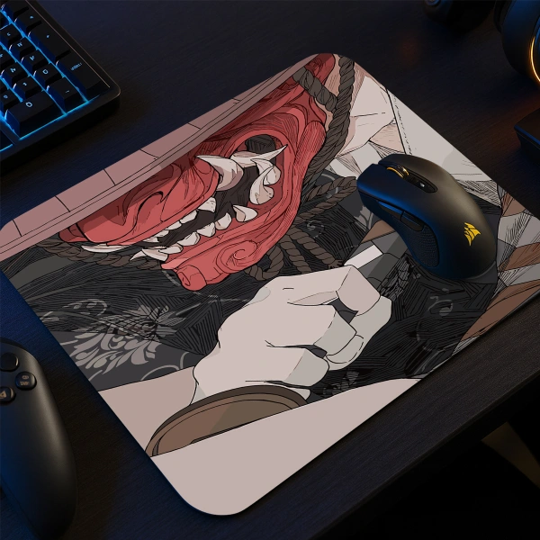 etsy-381 kare5 Savage Oni Gaming oyuncu Mouse pad Kaydırmaz Kauçuk Dikişli 480X400 Mm