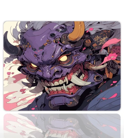 etsy-386 kare2 Demon Shogun Gaming oyuncu Mouse pad Kaydırmaz Kauçuk Dikişli 480X400 Mm