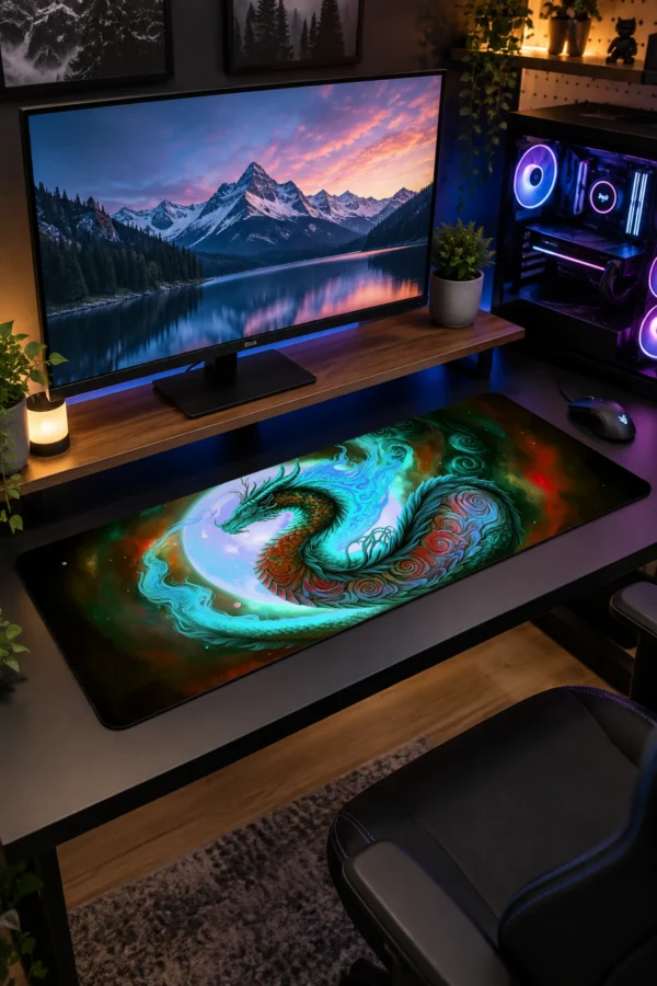 Jade Moon Wyrm Gaming Mousepad