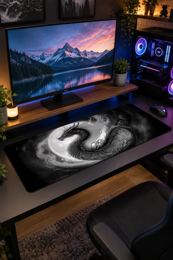 Ashen Moon Wyrm Gaming Mousepad