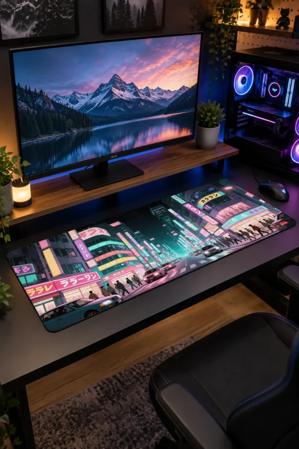 Pastel Neon Avenue Gaming Mousepad