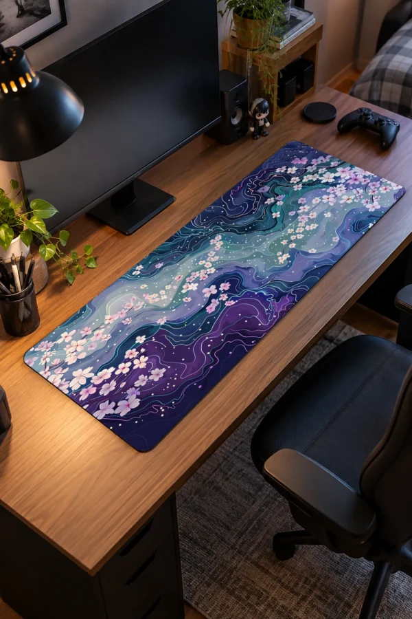 Violet Blossom Stream Gaming Mousepad