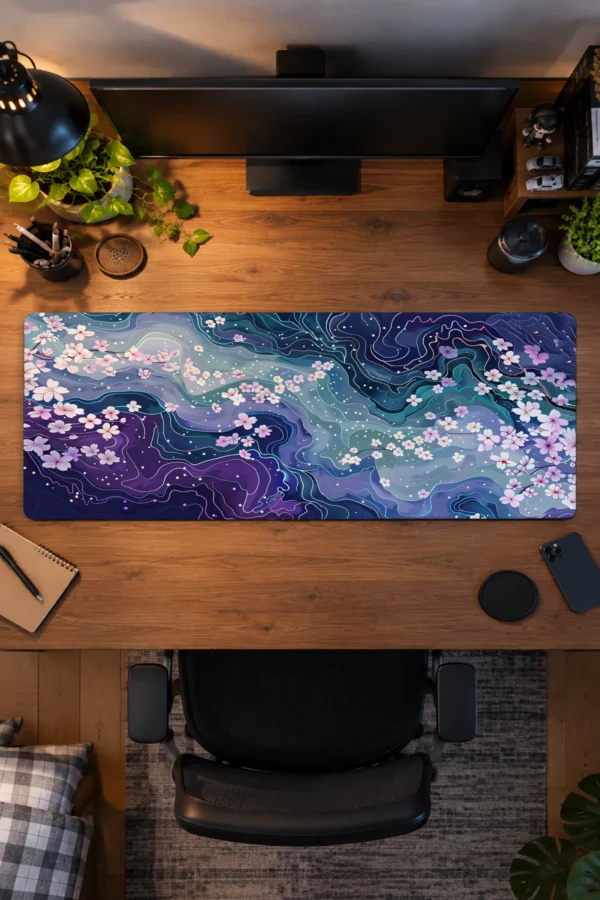 Violet Blossom Stream Gaming Mousepad