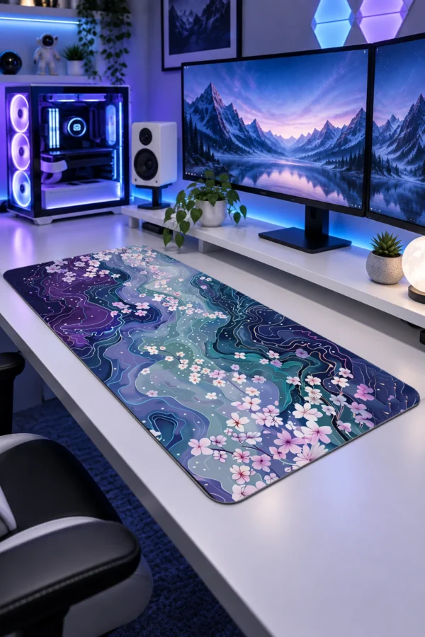 Violet Blossom Stream Gaming Mousepad
