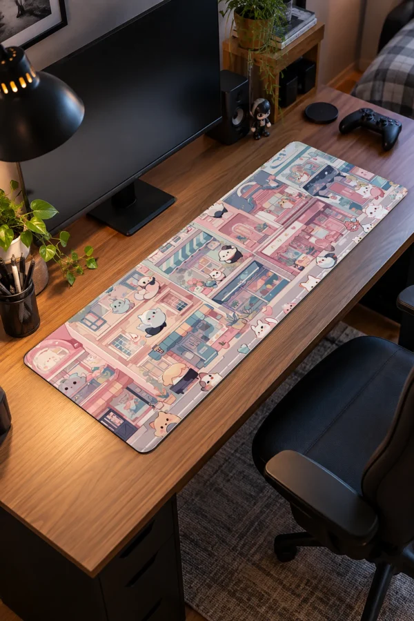 Pastel Kitty Lane Gaming Mousepad