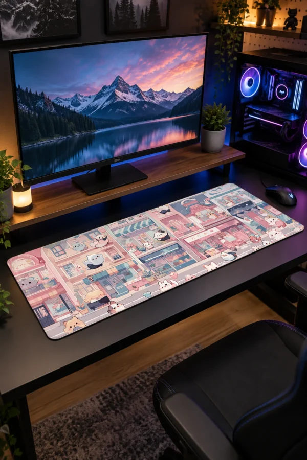 Pastel Kitty Lane Gaming Mousepad