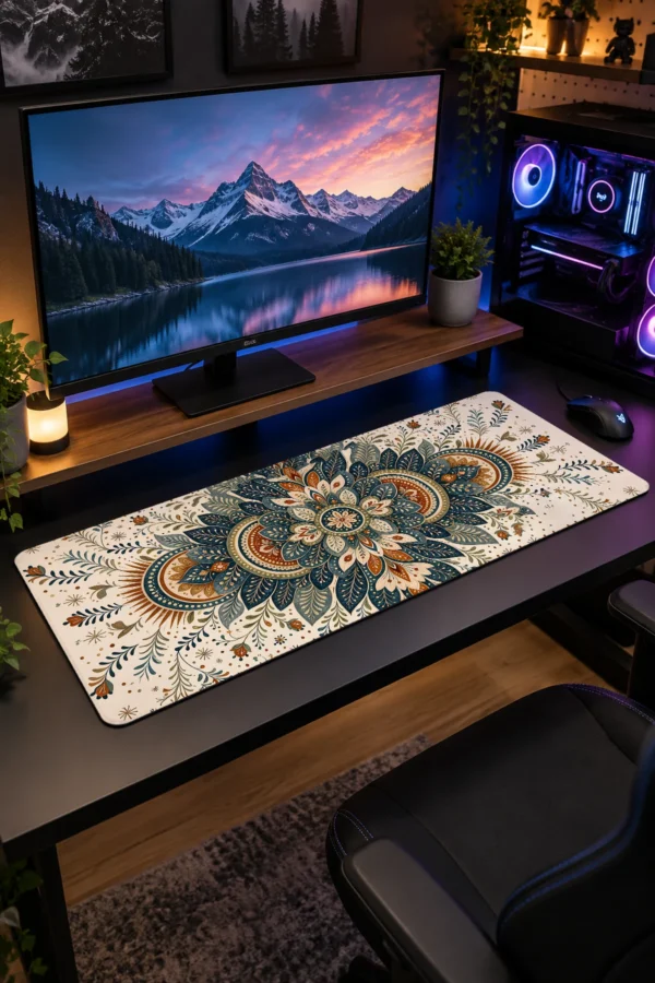Ivory Folk Mandala Gaming Mousepad