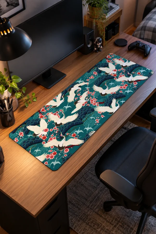 Crane Blossom Dance Gaming Mousepad
