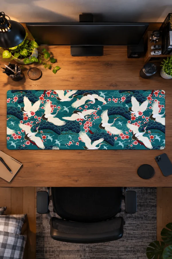 Crane Blossom Dance Gaming Mousepad