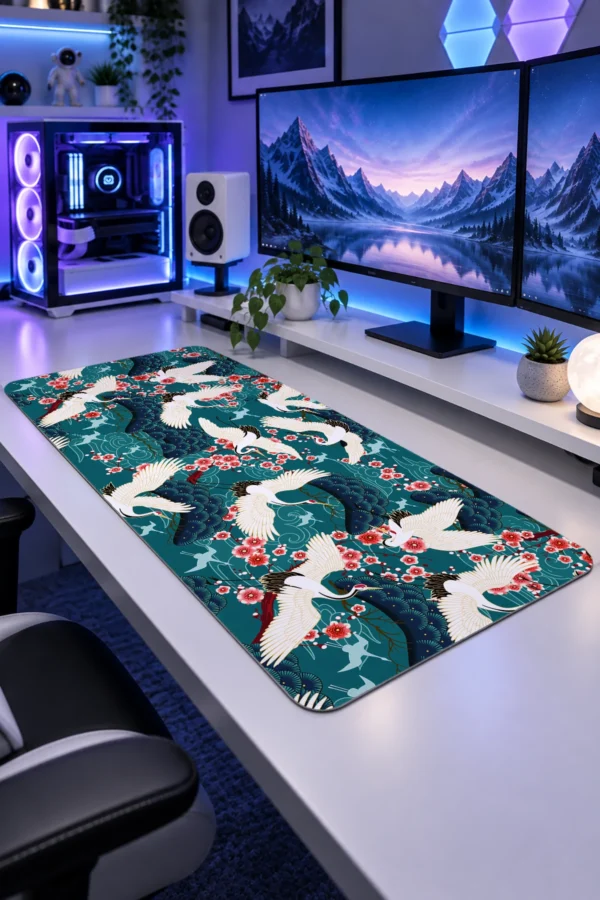 Crane Blossom Dance Gaming Mousepad