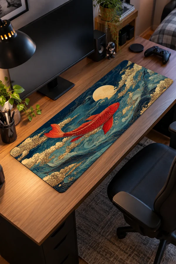 Golden Koi Tide Gaming Mousepad Golden Koi Tide Gaming Mousepad