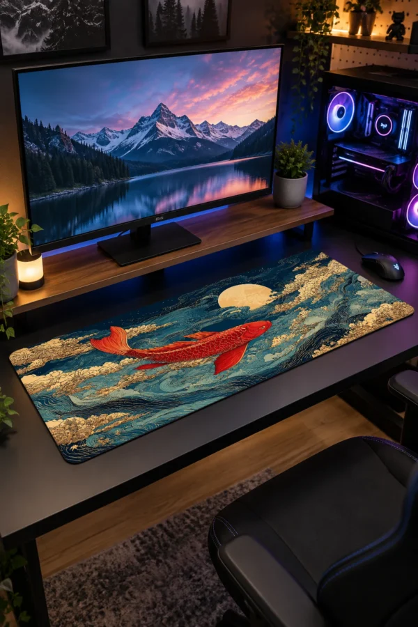 Golden Koi Tide Gaming Mousepad Golden Koi Tide Gaming Mousepad