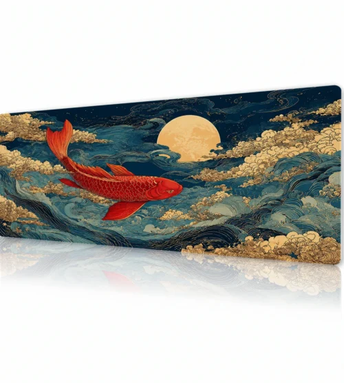 Golden Koi Tide Gaming Mousepad