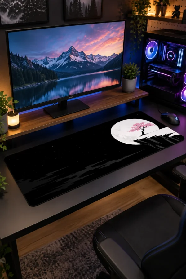 Moonlit Cliff Blossom Gaming Mousepad Moonlit Cliff Blossom Gaming Mousepad