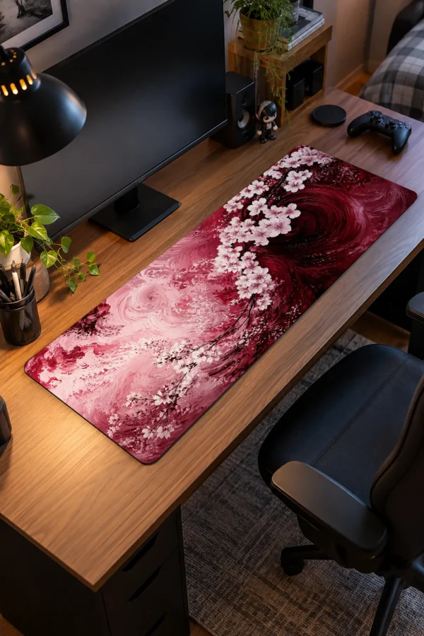Crimson Blossom Vortex Gaming Mousepad