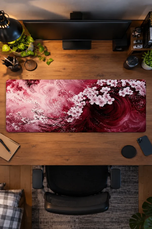 Crimson Blossom Vortex Gaming Mousepad