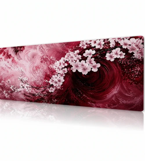 Crimson Blossom Vortex Gaming Mousepad