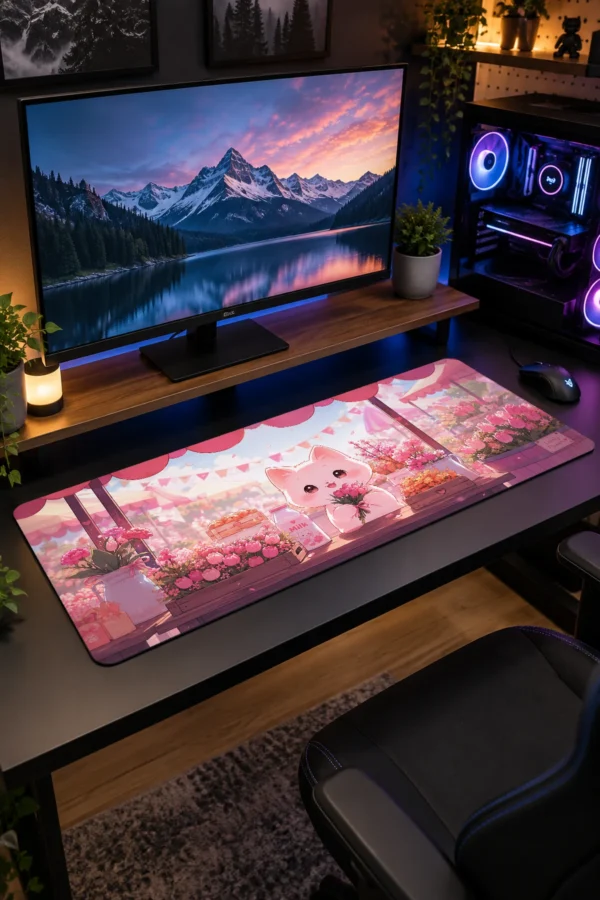Tulip Market Kitty Gaming Mousepad Tulip Market Kitty Gaming Mousepad