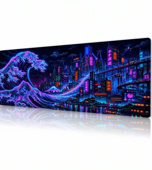 Neon Tide Metropolis Gaming Mousepad
