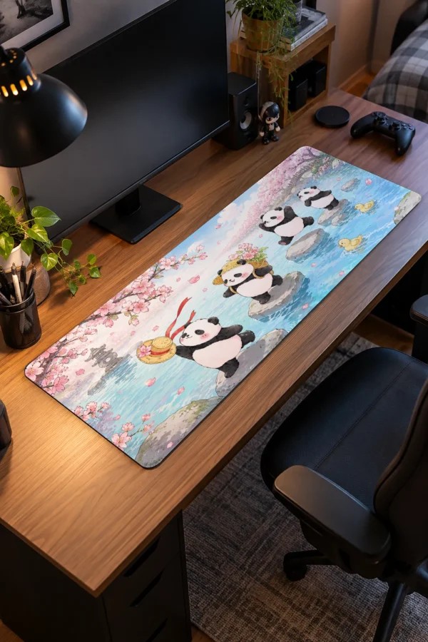 Panda Blossom Stream Gaming Mousepad Panda Blossom Stream Gaming Mousepad