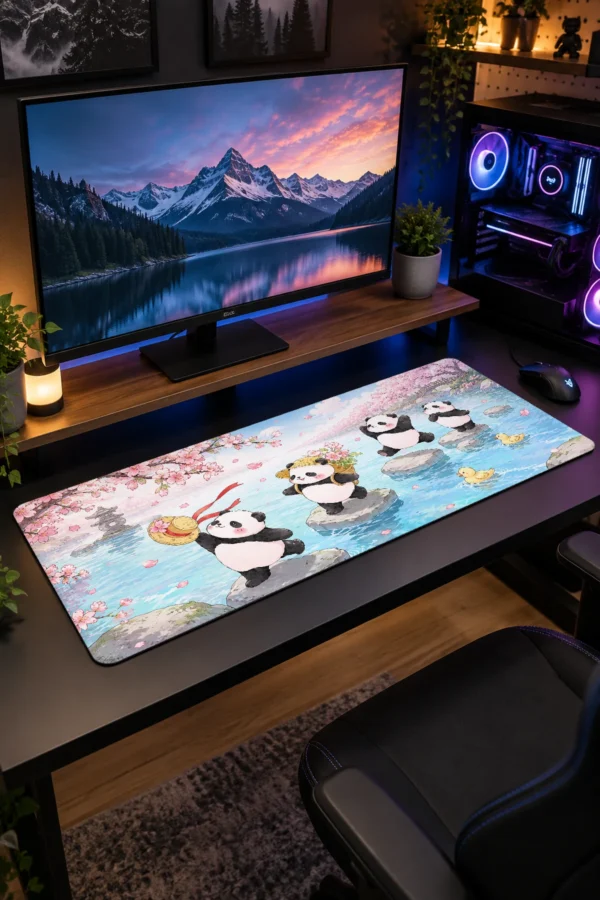 Panda Blossom Stream Gaming Mousepad Panda Blossom Stream Gaming Mousepad