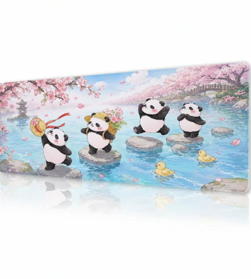 Panda Blossom Stream Gaming Mousepad