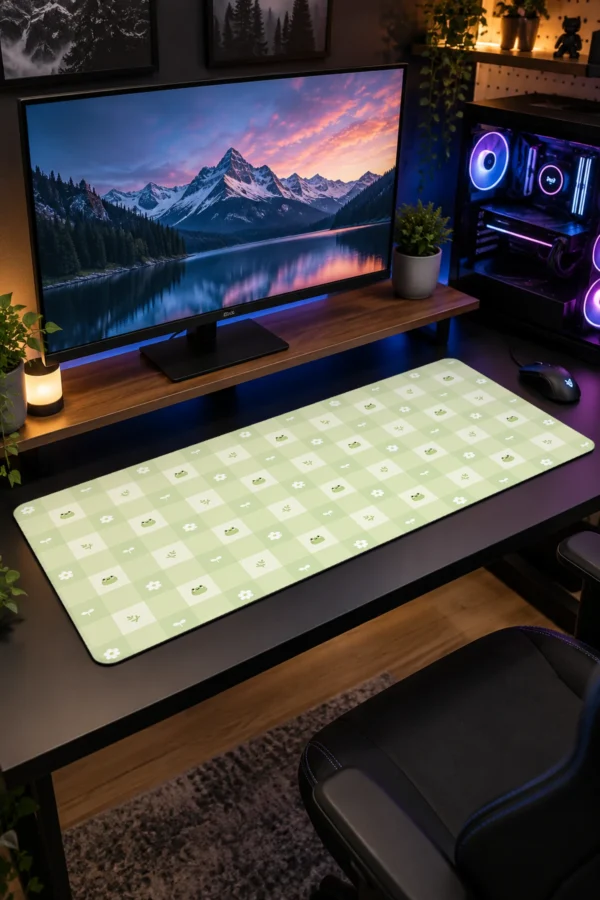 Froggy Gingham Gaming Mousepad