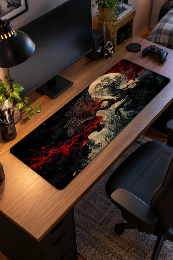 Crimson Lunar Oak Gaming Mousepad Crimson Lunar Oak Gaming Mousepad