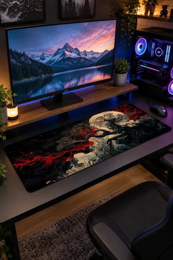 Crimson Lunar Oak Gaming Mousepad Crimson Lunar Oak Gaming Mousepad