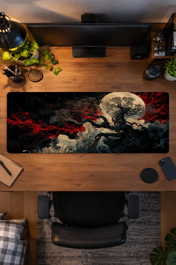 Crimson Lunar Oak Gaming Mousepad Crimson Lunar Oak Gaming Mousepad