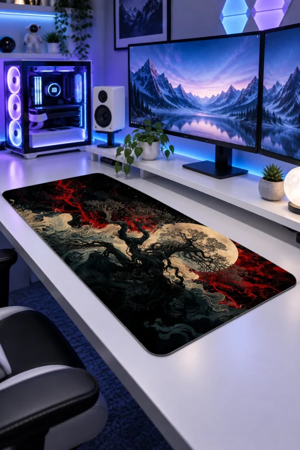 Crimson Lunar Oak Gaming Mousepad Crimson Lunar Oak Gaming Mousepad