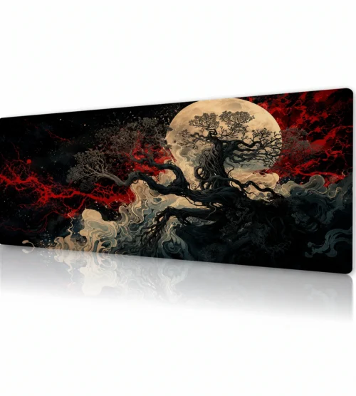 Crimson Lunar Oak Gaming Mousepad