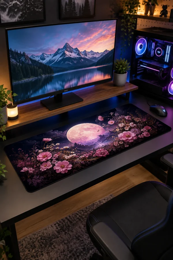 Rose Moon Garden Gaming Mousepad