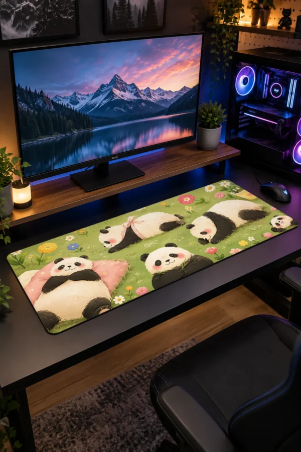 Panda Nap Meadow Gaming Mousepad Panda Nap Meadow Gaming Mousepad