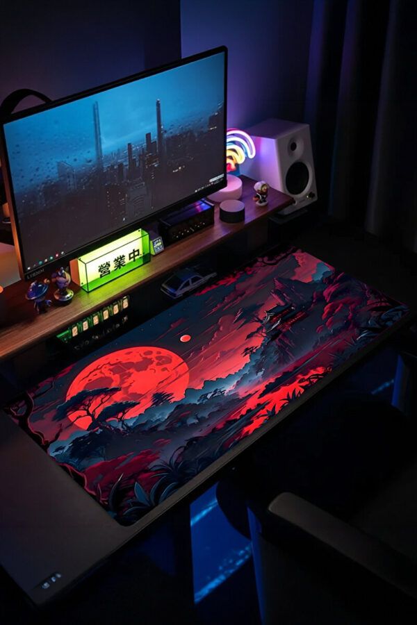 Crimson Moonrise Gaming Mousepad